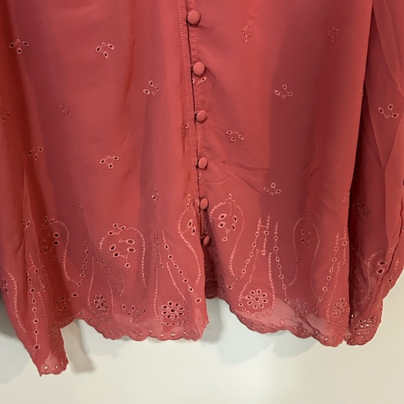 Torrid Chiffon Ruffle Collar Eyelet Embroidered Blouse - Picture 7 of 9